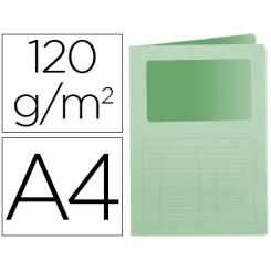 Subcarpeta cartulina Q-CONNECT DIN A4 verde con ventana transparente 120 gr