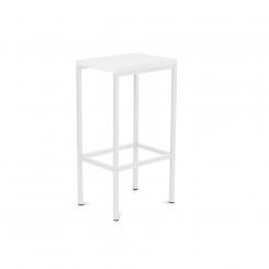 Taburete alto Rocada serie STAND. Estructura blanca y asiento roble.