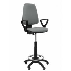 Taburete Piqueras Y Crespo Elche Cp Brazos Fijos Ergonomico Mecanismo De Contacto Permanente Regulable En Altura Y Aro Reposapies Cromado Asiento Y Respaldo Tapizados Bali Gris
