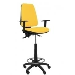 Taburete Piqueras Y Crespo Elche S Brazos Regulables Ergonomico Mecanismo Asincro Regulable En Altura Aro Reposapies Cromado Ruedas Nailon Asiento Y Respaldo Tapizados Bali Amarillo