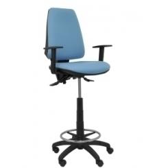 Taburete Piqueras Y Crespo Elche S Brazos Regulables Ergonomico Mecanismo Asincro Regulable En Altura Aro Reposapies Cromado Ruedas Nailon Asiento Y Respaldo Tapizados Bali Azul Cielo