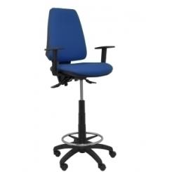 Taburete Piqueras Y Crespo Elche S Brazos Regulables Ergonomico Mecanismo Asincro Regulable En Altura Aro Reposapies Cromado Ruedas Nailon Asiento Y Respaldo Tapizados Bali Azul Marino