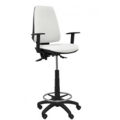 Taburete Piqueras Y Crespo Elche S Brazos Regulables Ergonomico Mecanismo Asincro Regulable En Altura Aro Reposapies Cromado Ruedas Nailon Asiento Y Respaldo Tapizados Bali Blanco