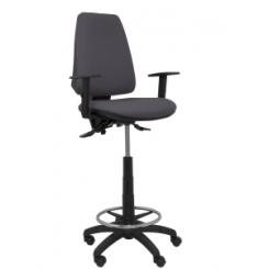 Taburete Piqueras Y Crespo Elche S Brazos Regulables Ergonomico Mecanismo Asincro Regulable En Altura Aro Reposapies Cromado Ruedas Nailon Asiento Y Respaldo Tapizados Bali Gris Oscuro