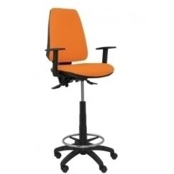 Taburete Piqueras Y Crespo Elche S Brazos Regulables Ergonomico Mecanismo Asincro Regulable En Altura Aro Reposapies Cromado Ruedas Nailon Asiento Y Respaldo Tapizados Bali Naranja