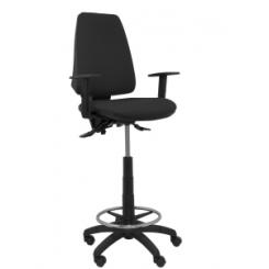 Taburete Piqueras Y Crespo Elche S Brazos Regulables Ergonomico Mecanismo Asincro Regulable En Altura Aro Reposapies Cromado Ruedas Nailon Asiento Y Respaldo Tapizados Bali Negro