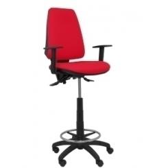 Taburete Piqueras Y Crespo Elche S Brazos Regulables Ergonomico Mecanismo Asincro Regulable En Altura Aro Reposapies Cromado Ruedas Nailon Asiento Y Respaldo Tapizados Bali Rojo