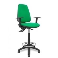 Taburete Piqueras Y Crespo Elche S Brazos Regulables Ergonomico Mecanismo Asincro Regulable En Altura Aro Reposapies Cromado Ruedas Nailon Asiento Y Respaldo Tapizados Bali Verde