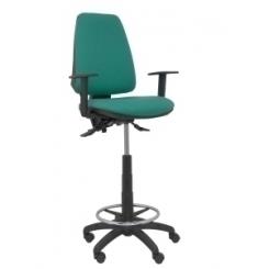 Taburete Piqueras Y Crespo Elche S Brazos Regulables Ergonomico Mecanismo Asincro Regulable En Altura Aro Reposapies Cromado Ruedas Nailon Asiento Y Respaldo Tapizados Bali Verde Esmeralda