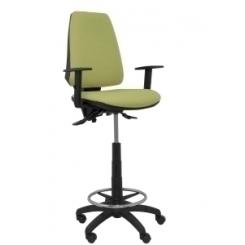 Taburete Piqueras Y Crespo Elche S Brazos Regulables Ergonomico Mecanismo Asincro Regulable En Altura Aro Reposapies Cromado Ruedas Nailon Asiento Y Respaldo Tapizados Bali Verde Oliva
