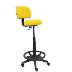 Taburete Piqueras Y Crespo Llanos Ergomico Mecanismo De Contacto Lama Regulable En Altura Y Aro Reposapies Ruedas De Nylon Asiento Y Respaldo Tapizados Bali Amarillo