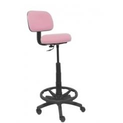 Taburete Piqueras Y Crespo Llanos Ergomico Mecanismo De Contacto Lama Regulable En Altura Y Aro Reposapies Ruedas De Nylon Asiento Y Respaldo Tapizados Bali Rosa