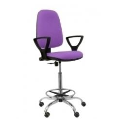 Taburete Piqueras Y Crespo Sierra Cp Brazos Fijos Ergonomico Mecanismo De Contacto Permanente Regulable En Altura Y Aro Reposapies Cromado Asiento Y Respaldo Tapizados Bali Lila
