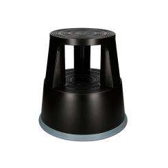 Taburete Q-CONNECT ruedas retractiles tres ruedas dos niveles color negro