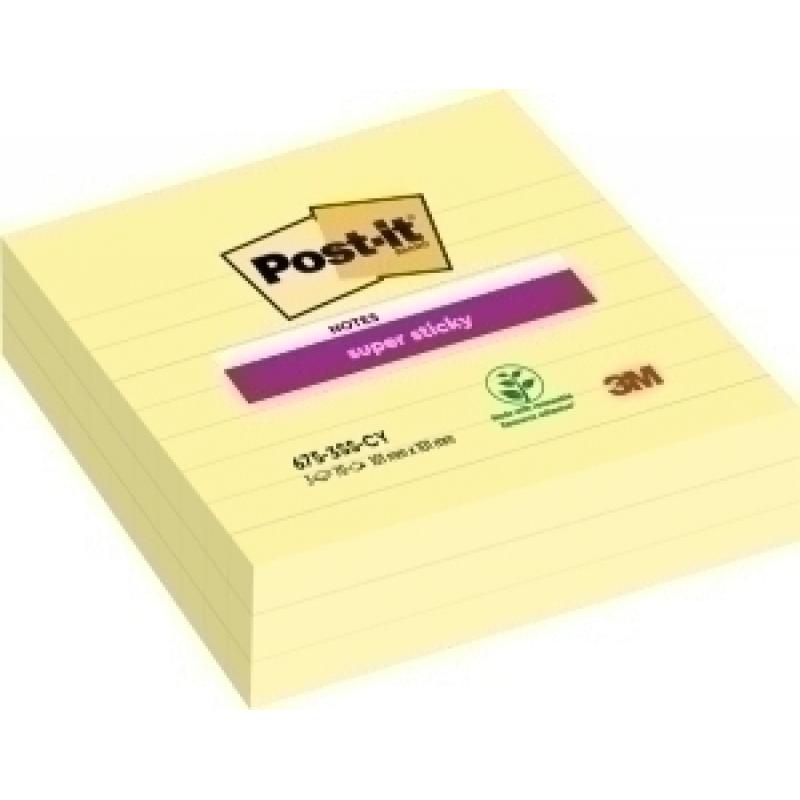 taco-notas-post-it-675-super-sticky-101x101-amarillo-canario-con-lineas-pack-de-3
