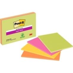 Taco Notas Post-It Super Sticky 152X101 Mm Colores Neon Pack De 4