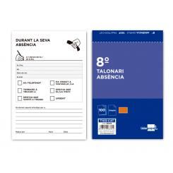 Talonario LIDERPAPEL ausentes octavo original t103 texto en catalan