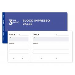 Talonario LIDERPAPEL vales tres en folio 104 texto en portugues