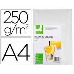Tapa de encuadernacion Q-CONNECT carton DIN A4 blanco brillante 250 gr caja de 100 unidades