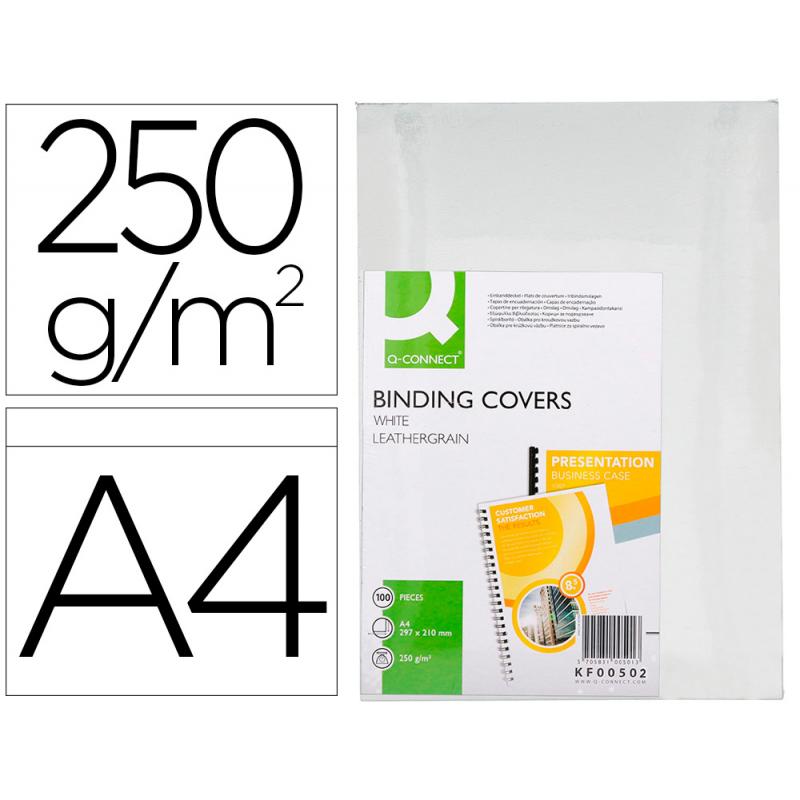 tapa-de-encuadernacion-q-connect-carton-din-a4-blanco-simil-piel-caja-de-100-unidades