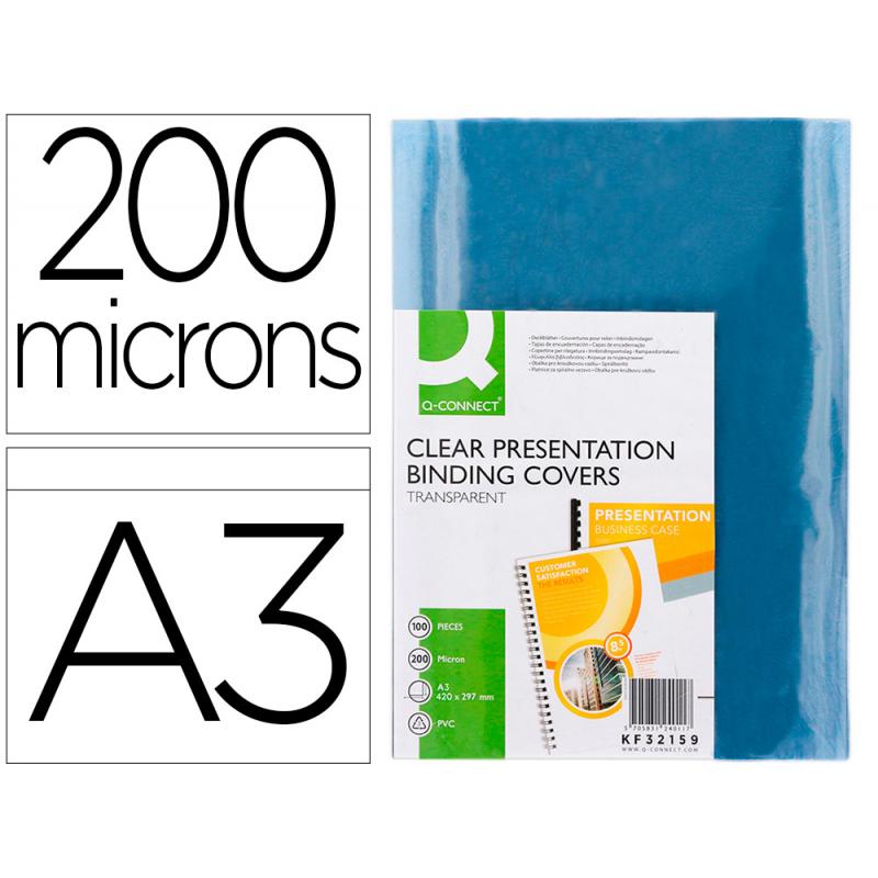 tapa-de-encuadernacion-q-connect-pvc-din-a3-incolora-200-mc-caja-de-100-unidades