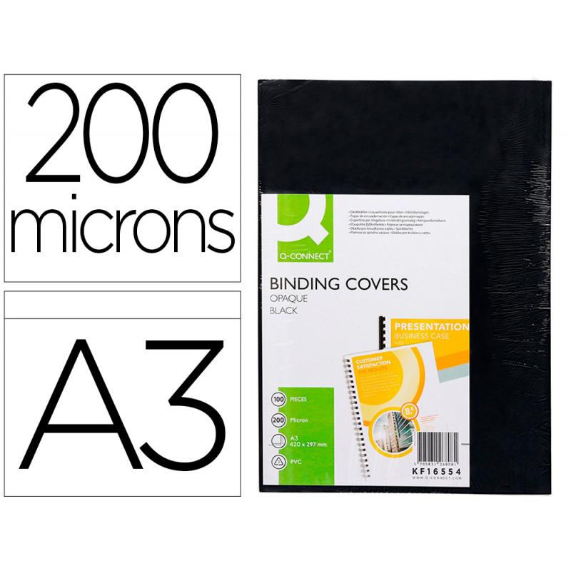 tapa-de-encuadernacion-q-connect-pvc-din-a3-opaca-negra-200-mc-caja-de-100-unidades