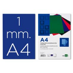 Tapa encuadernacion LIDERPAPEL carton A4 1mm azul paquete de 50 unidades