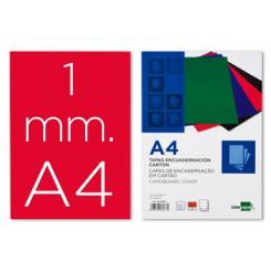 Tapa encuadernacion LIDERPAPEL carton A4 1mm roja paquete de 50 unidades