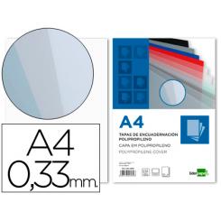 Tapa encuadernacion LIDERPAPEL polipropileno A4 0.33mm translucida paquete de 150 unidades