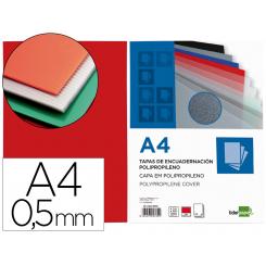 Tapa encuadernacion LIDERPAPEL polipropileno A4 0.5 mm rojo translucido paquete de 100 unidades