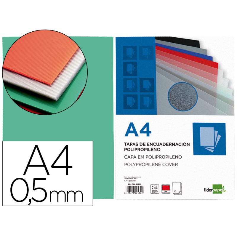 tapa-encuadernacion-liderpapel-polipropileno-a4-05-mm-verde-translucido-paquete-de-100-unidades