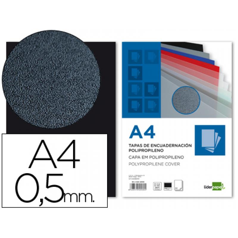 tapa-encuadernacion-liderpapel-polipropileno-a4-05mm-negro-opaco-paquete-de-100-unidades