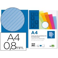 Tapa encuadernacion LIDERPAPEL polipropileno ondulado A4 0.8 mm azul paquete de 50 unidades