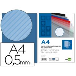 Tapa encuadernacion LIDERPAPEL polipropileno rayado A4 0.5mm azul paquete de 100 unidades