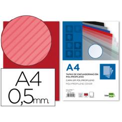 Tapa encuadernacion LIDERPAPEL polipropileno rayado A4 0.5mm rojo paquete de 100 unidades