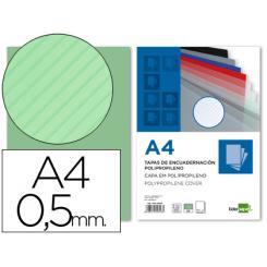 Tapa encuadernacion LIDERPAPEL polipropileno rayado A4 0.5mm verde paquete de 100 unidades