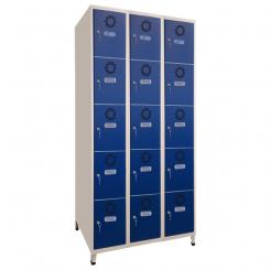 Taquilla metálica soldada c/puertas metálicas MEGABLOCK SP-25/3 De llave (1.900 (1.800+100 patas) x 750 x 500) 15 puertas