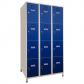Taquilla Monoblok 3 módulos de 30 de 4 puertas total 12 puertas 1.900 Alto x 900 Ancho x 500 Fondo cuerpo gris puerta azul