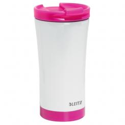 LEITZ Taza Travel térmica WOW 380 ml, blanco/fucsia
