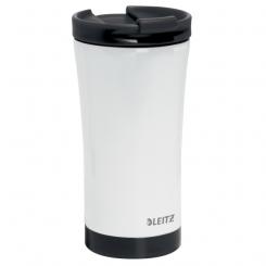 LEITZ Taza Travel térmica WOW 380 ml, blanco/negro