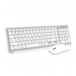 SUBBLIM Teclado con Ratón Bluetooth + 2.4G Combo Dual Prestige Extendido Plata/Blanco