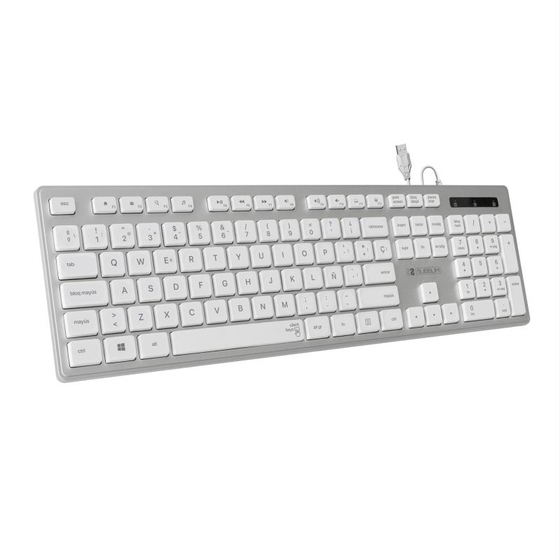teclado-ergonomico-con-cable-usb-plano-silencioso-plateado-blanco-ergo