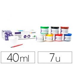 Tempera LIDERPAPEL escolar 40 ml caja 7 colores surtidos + pincel