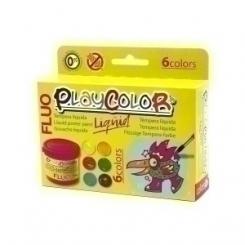 Tempera Playcolor Liquid 40 Ml (Bote) Fluo Estuche De  6