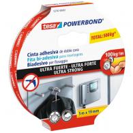 TESA Cinta adhesiva doble cara POWERBOND Ultra fuerte 5m x 19mm, 500kg/m