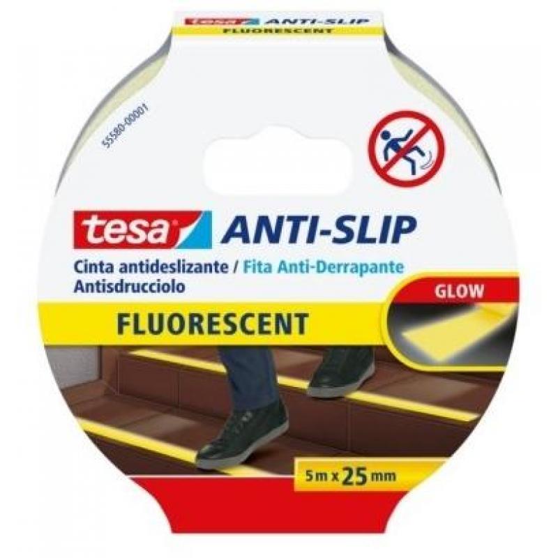 Tesa Cinta Antideslizante Adhesiva 5x25mm Fluorescente Amarillo