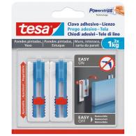 TESA Clavo adhesivo ajustable para colgar lienzos en papel pintado y yeso, 1 kgr, blíster con 2 uds