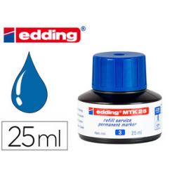 Tintero con 25 ml. Para rellenar marcadores edding para pizarra blanca . Con sistema de recarga capilar. Color azul