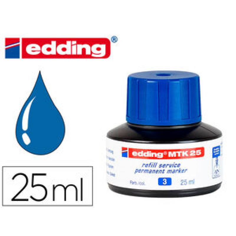 Tintero con 25 ml. Para rellenar marcadores edding para pizarra blanca . Con sistema de recarga capilar. Color azul