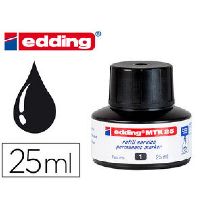 Tintero con 25 ml. Para rellenar marcadores edding para pizarra blanca . Con sistema de recarga capilar. Color negro